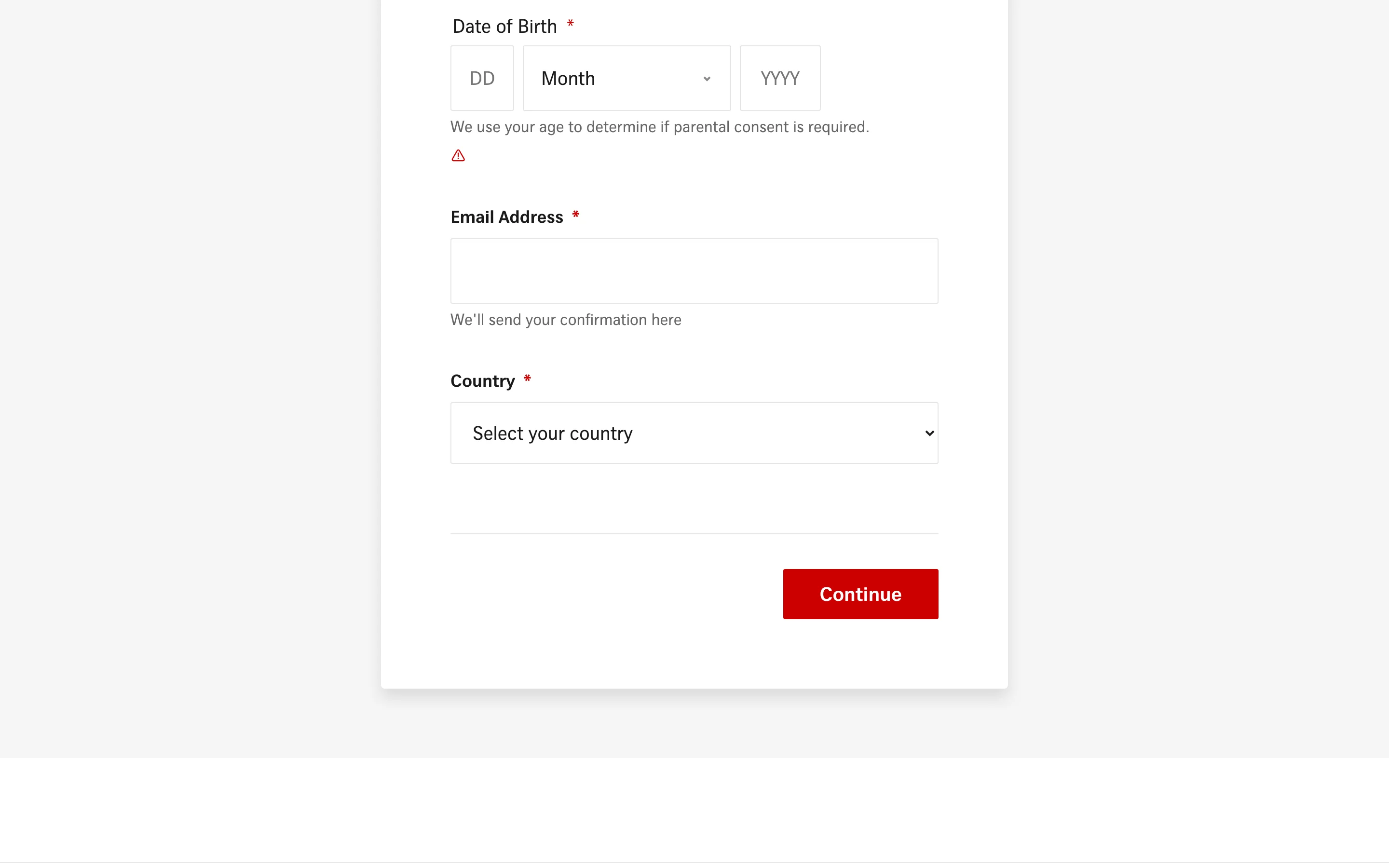SWISS Virtual Registrierungsformular mit klarem, modernem Design